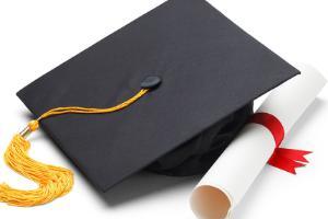 image of graduation cap and rolled diploma to illustrate link to transcript ordering