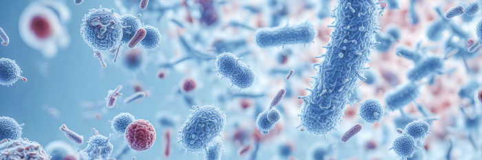 Microscopic close-up of bacteria, showcasing their shape and details.