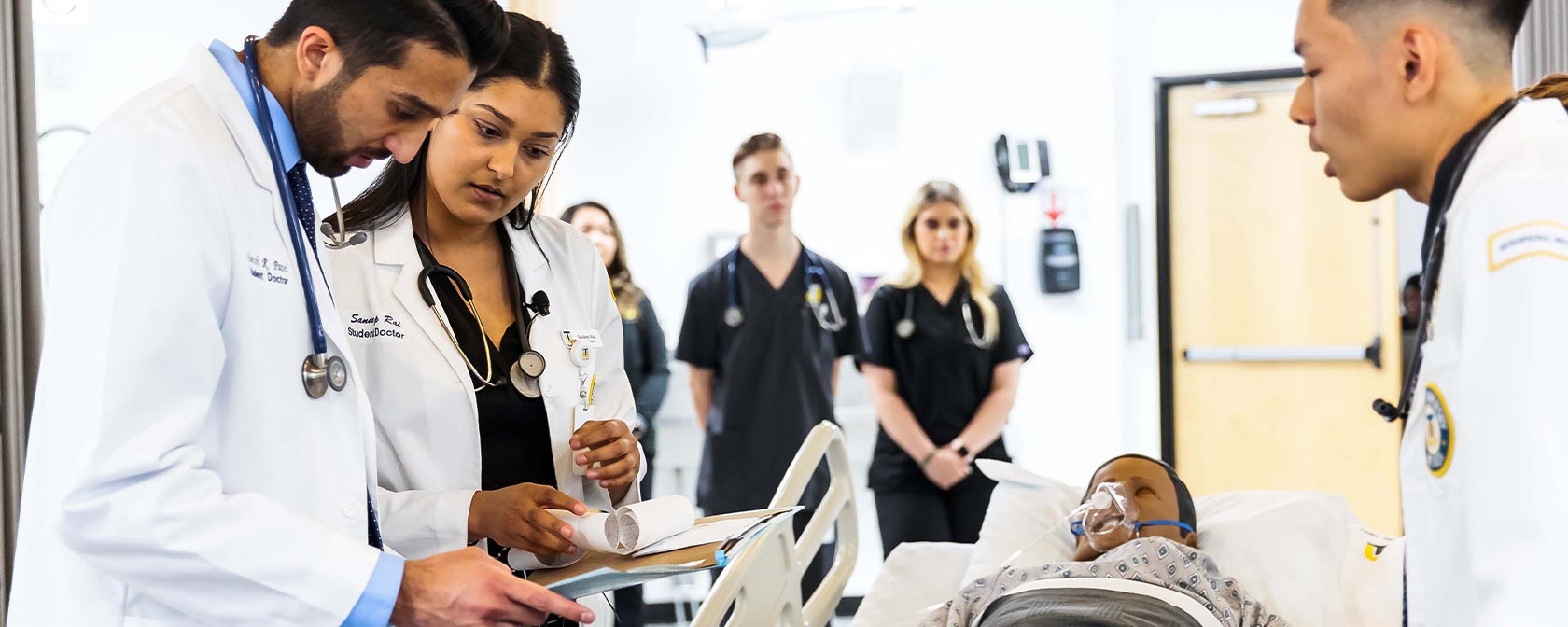 Touro Nevada medical students participate in a simulation presentation at the Tang Regional Center for Clinical Simulation.