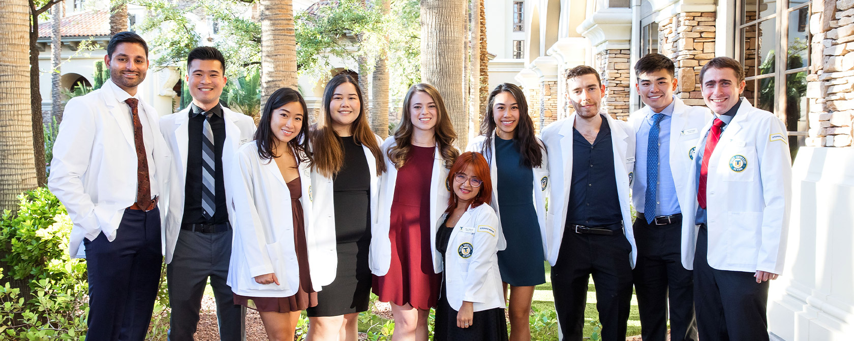 Touro Nevada students in their white coats.